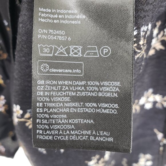 3/$25 H&M Floral Print Peplum Ruffle Mini Dress 10 Long Sleeves Mock Neck Black - Picture 9 of 9